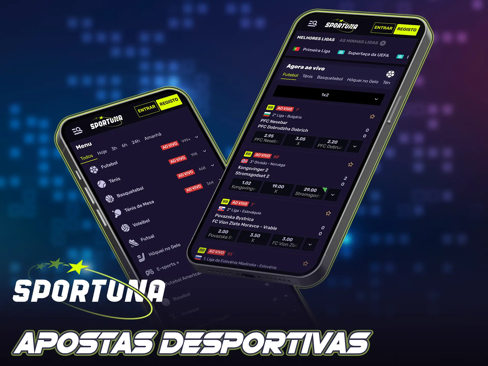 Coloque palpites desportivos ao aceder à sua app do Sportuna hoje.