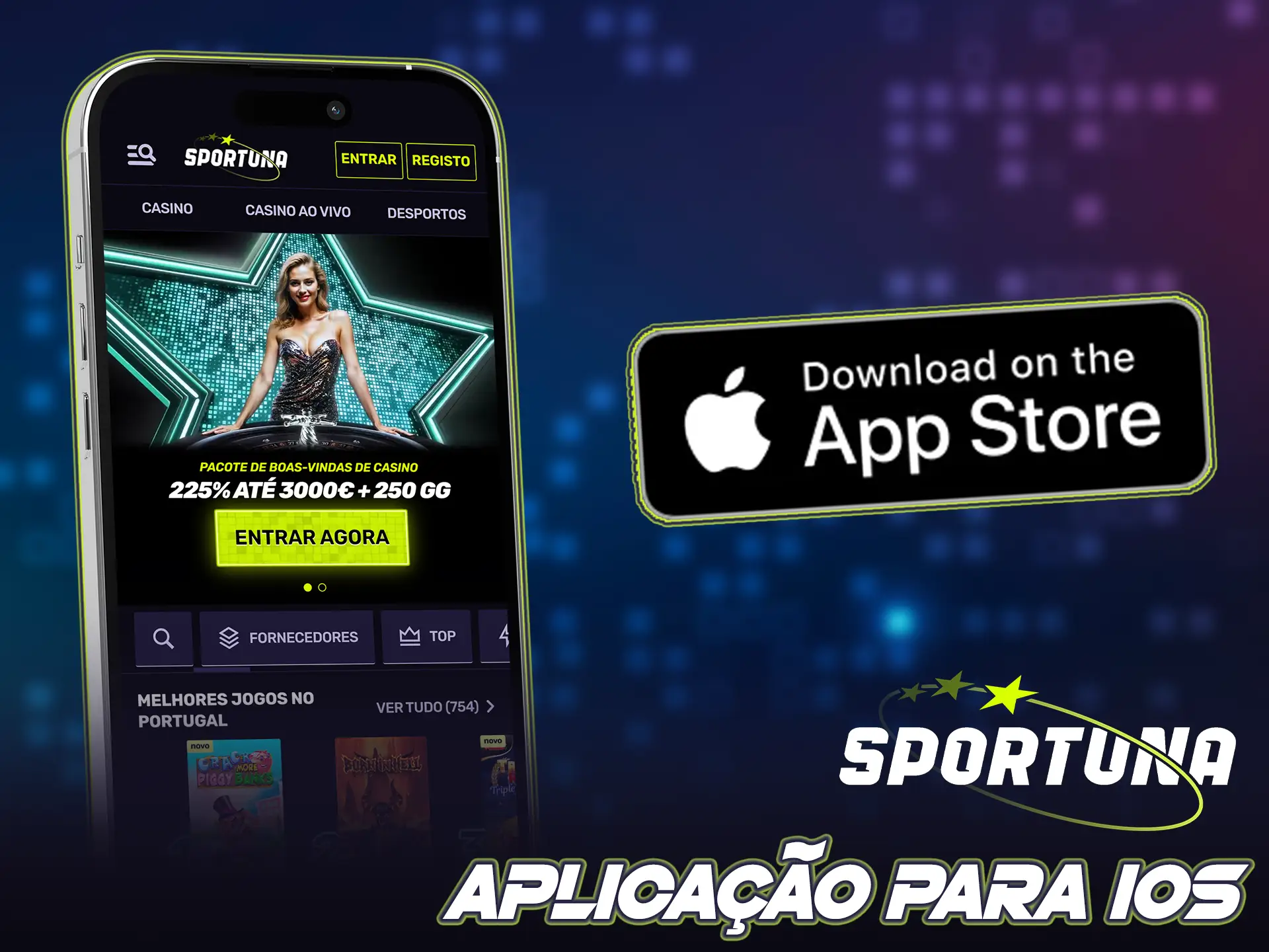 Baixe a app iOS do Sportuna para realizar apostas móveis rápidas.