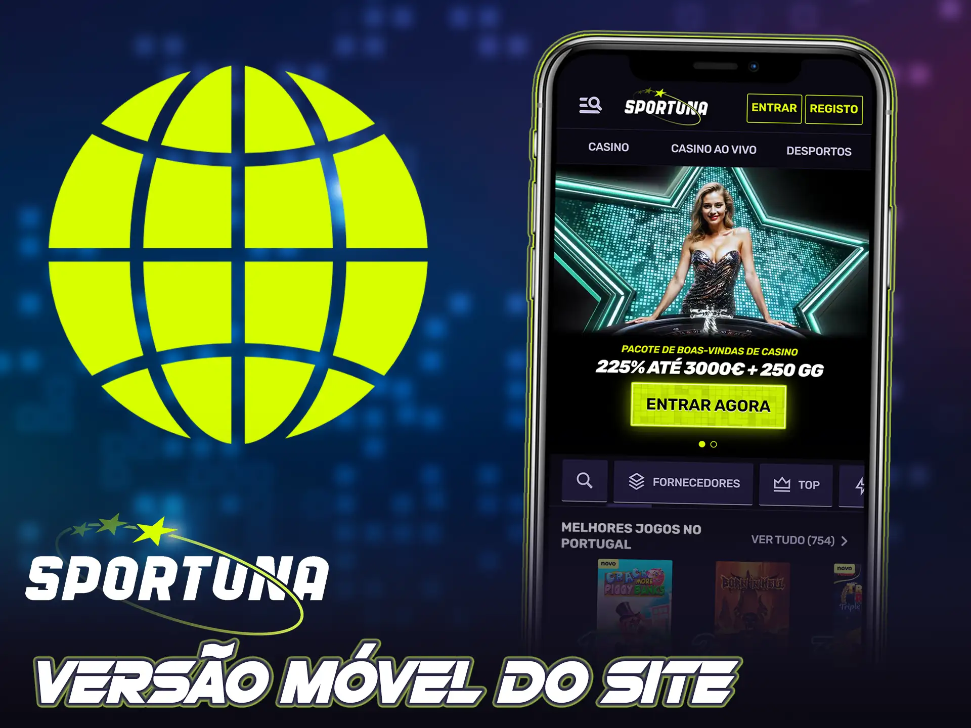 Aceda ao site móvel do Sportuna em vez da nossa app.