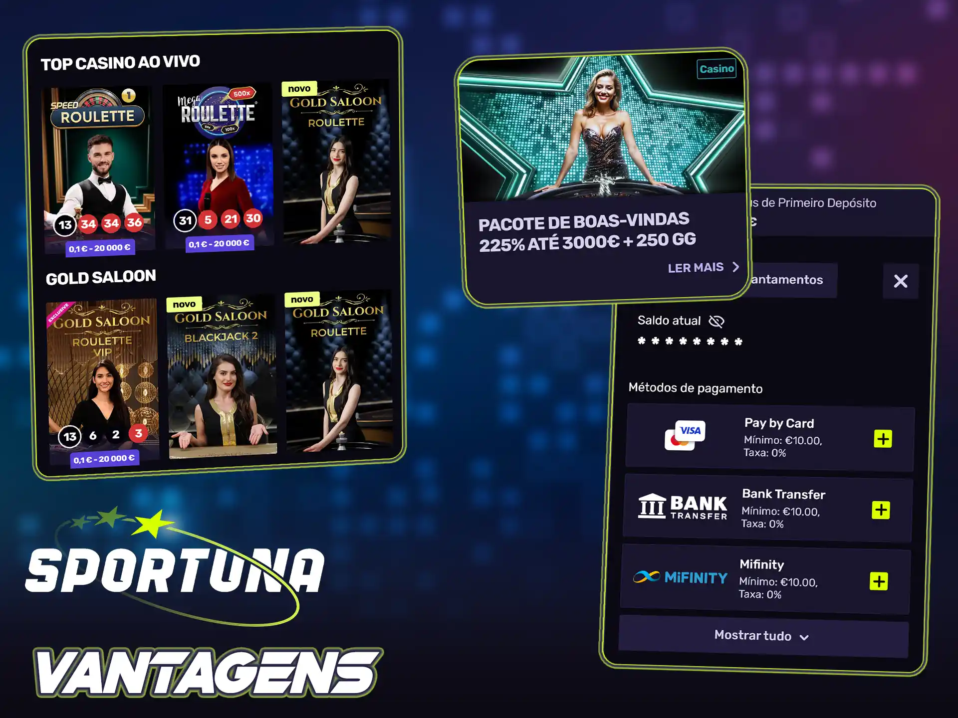 Descubra todos os fantásticos benefícios do casino ao vivo na Sportuna.