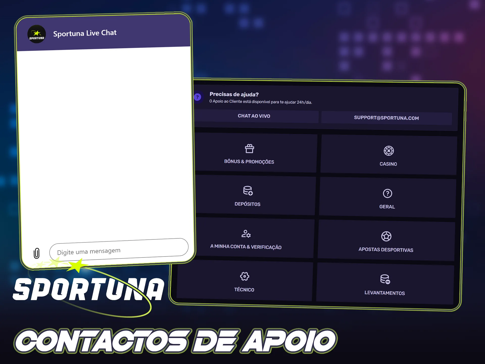 Contacte o suporte da Sportuna para esclarecer dúvidas sobre depósito.
