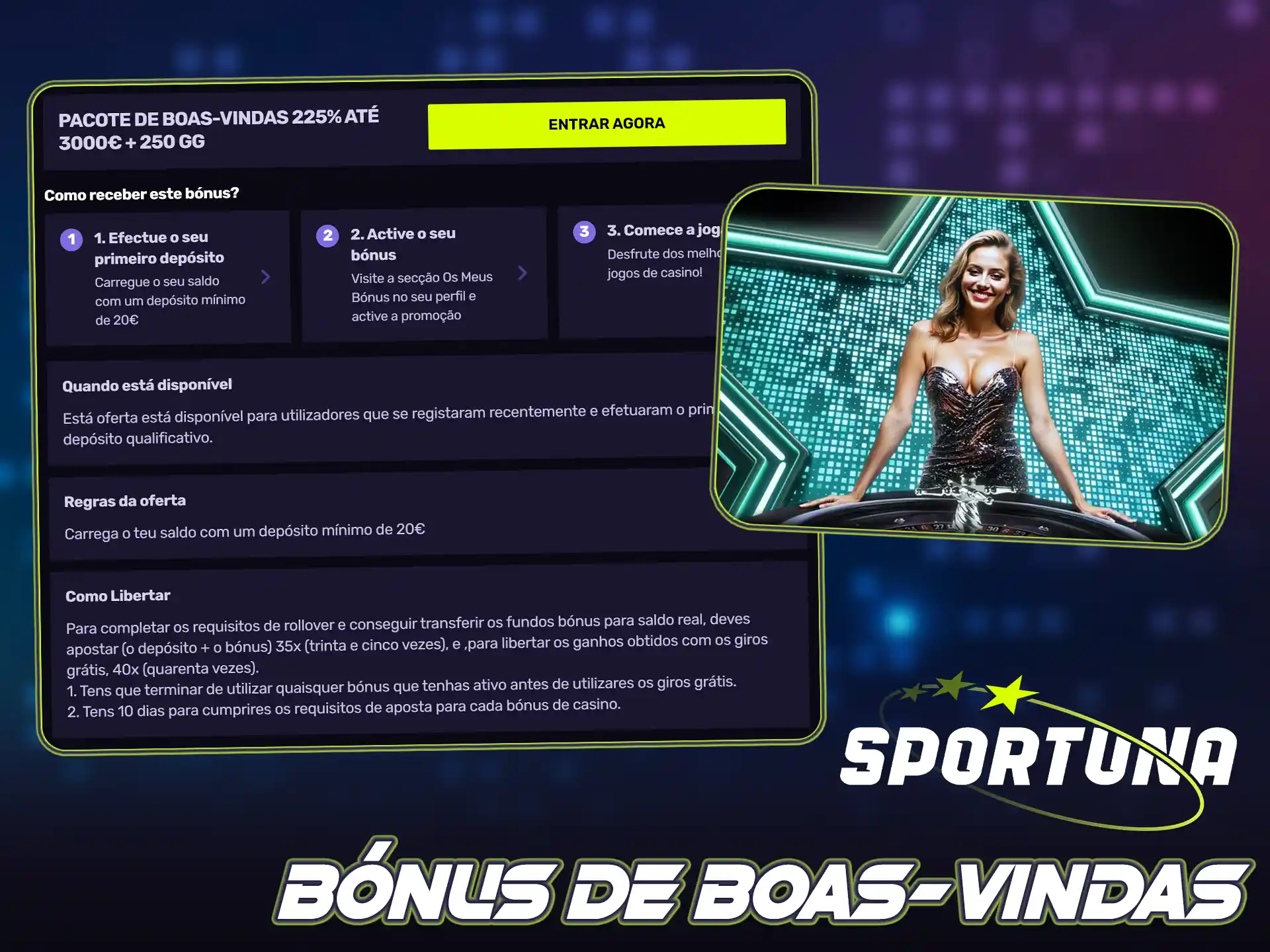 Reivindique o excelente bónus inicial do Sportuna e ganhe mais.