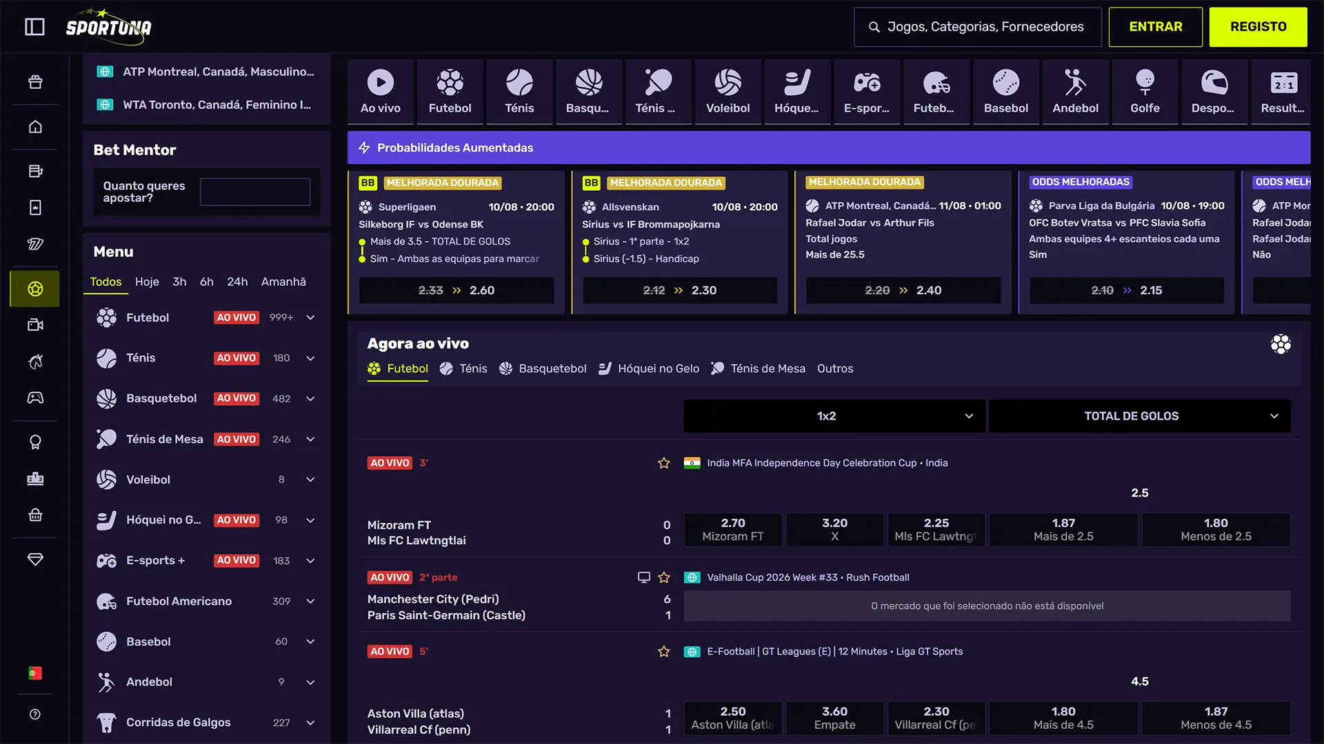 Faça os seus palpites desportivos diretamente no website do Sportuna.