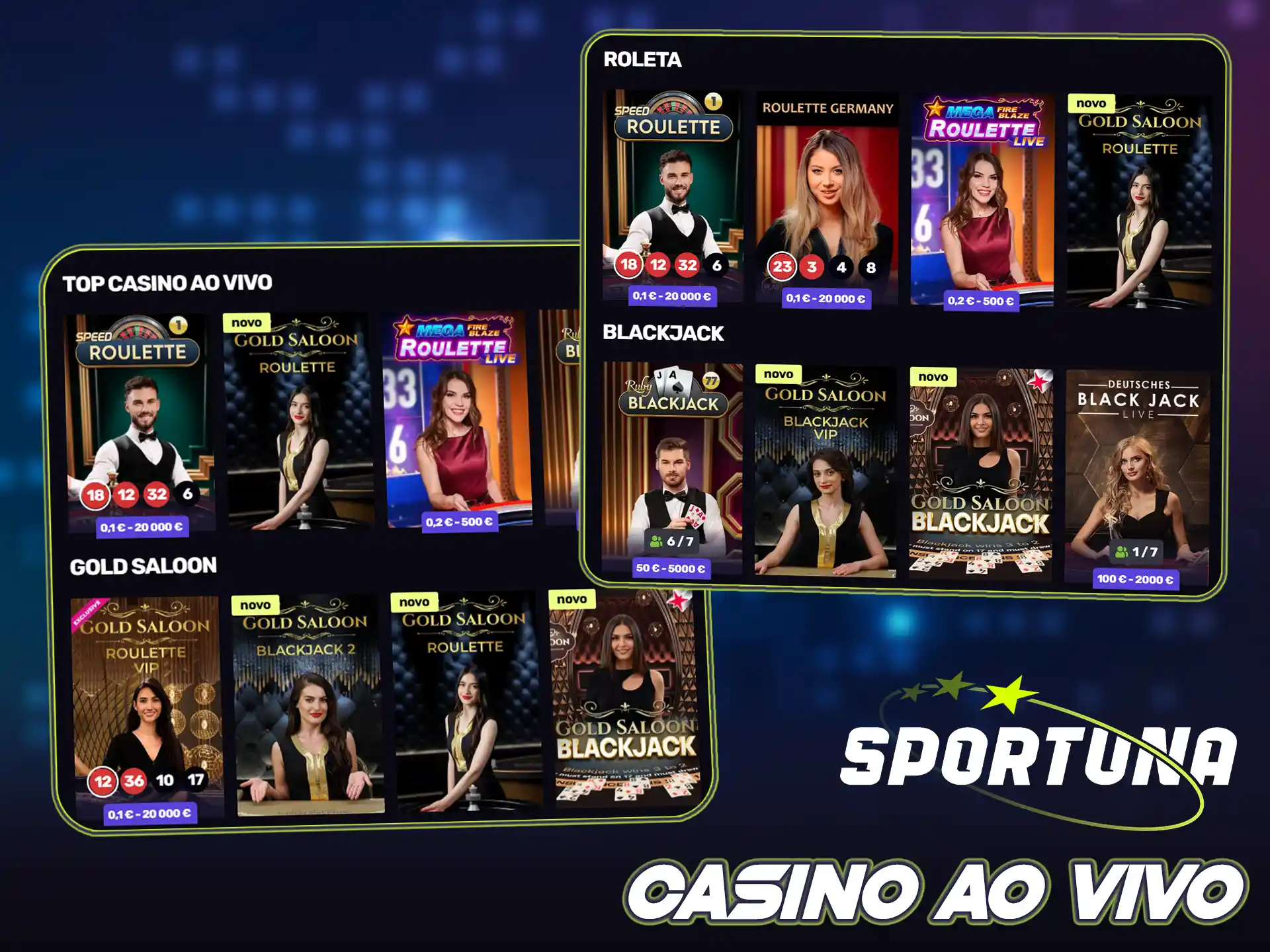 Divirta-se com os dealers reais no casino ao vivo Sportuna.
