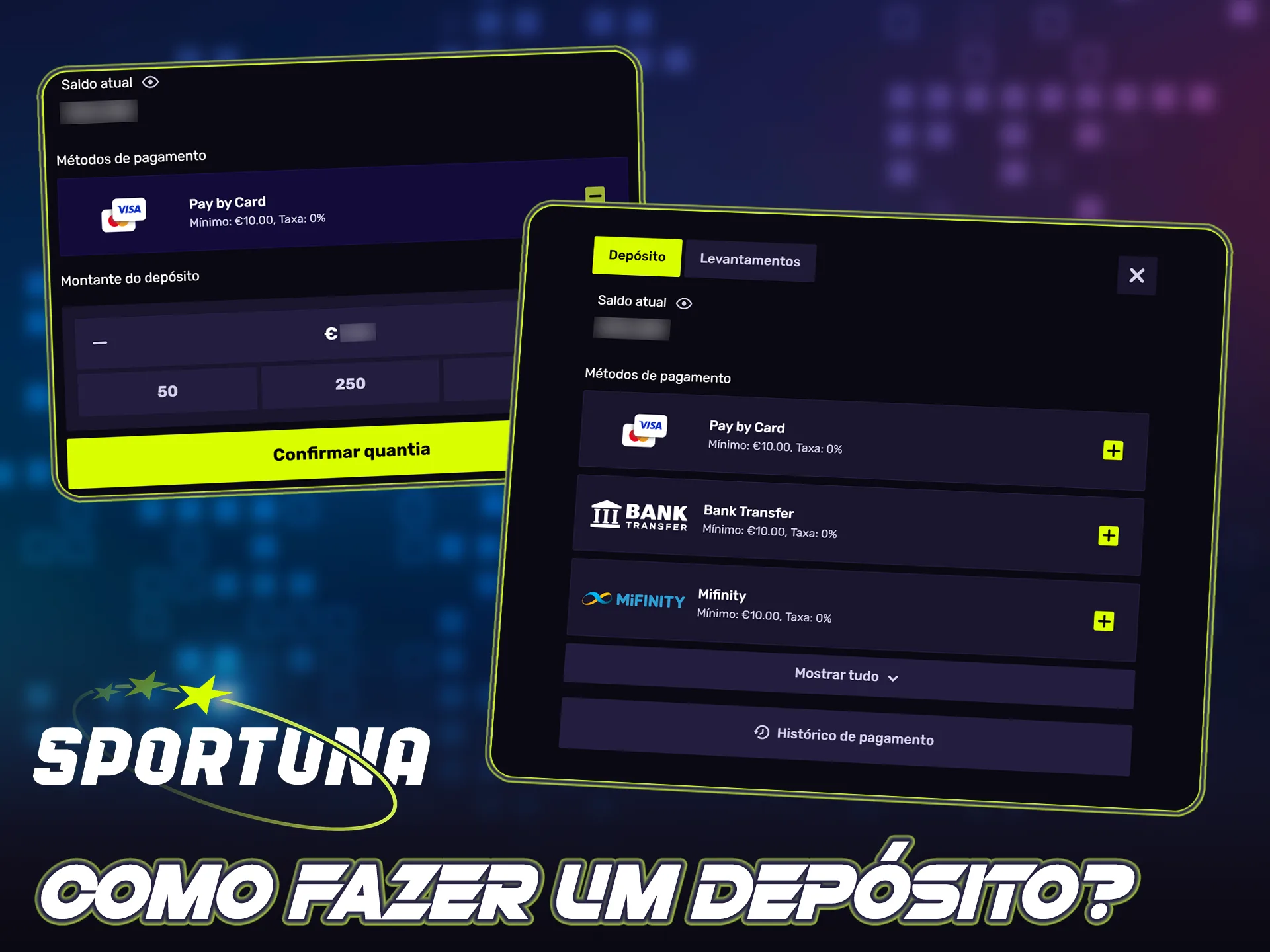 Adicione fundos no Sportuna para aproveitar o casino ao vivo.