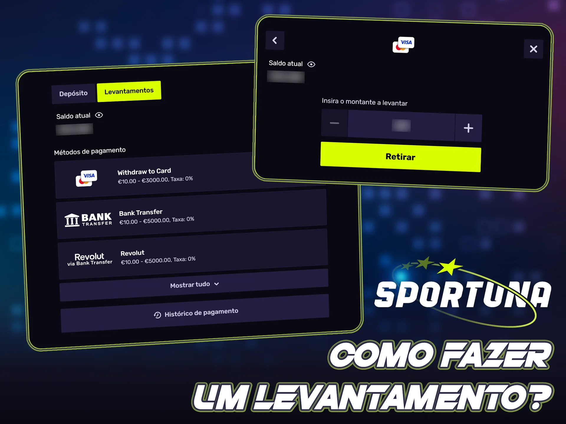 Retire os lucros do casino ao vivo rapidamente no Sportuna.