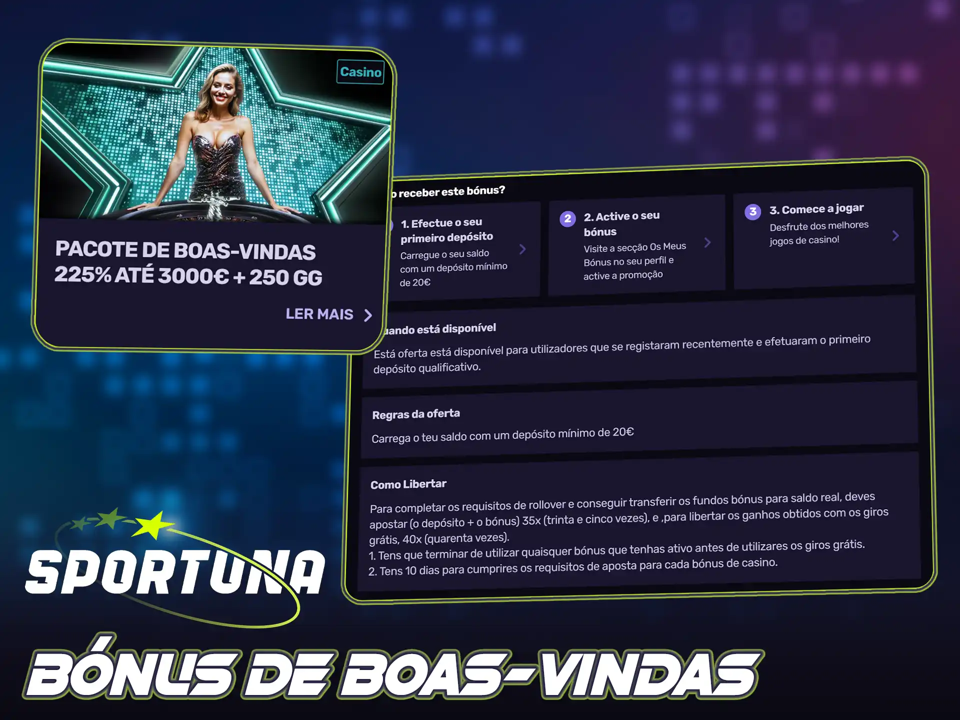 Crie conta na Sportuna e garanta promoções fantásticas de boas-vindas.