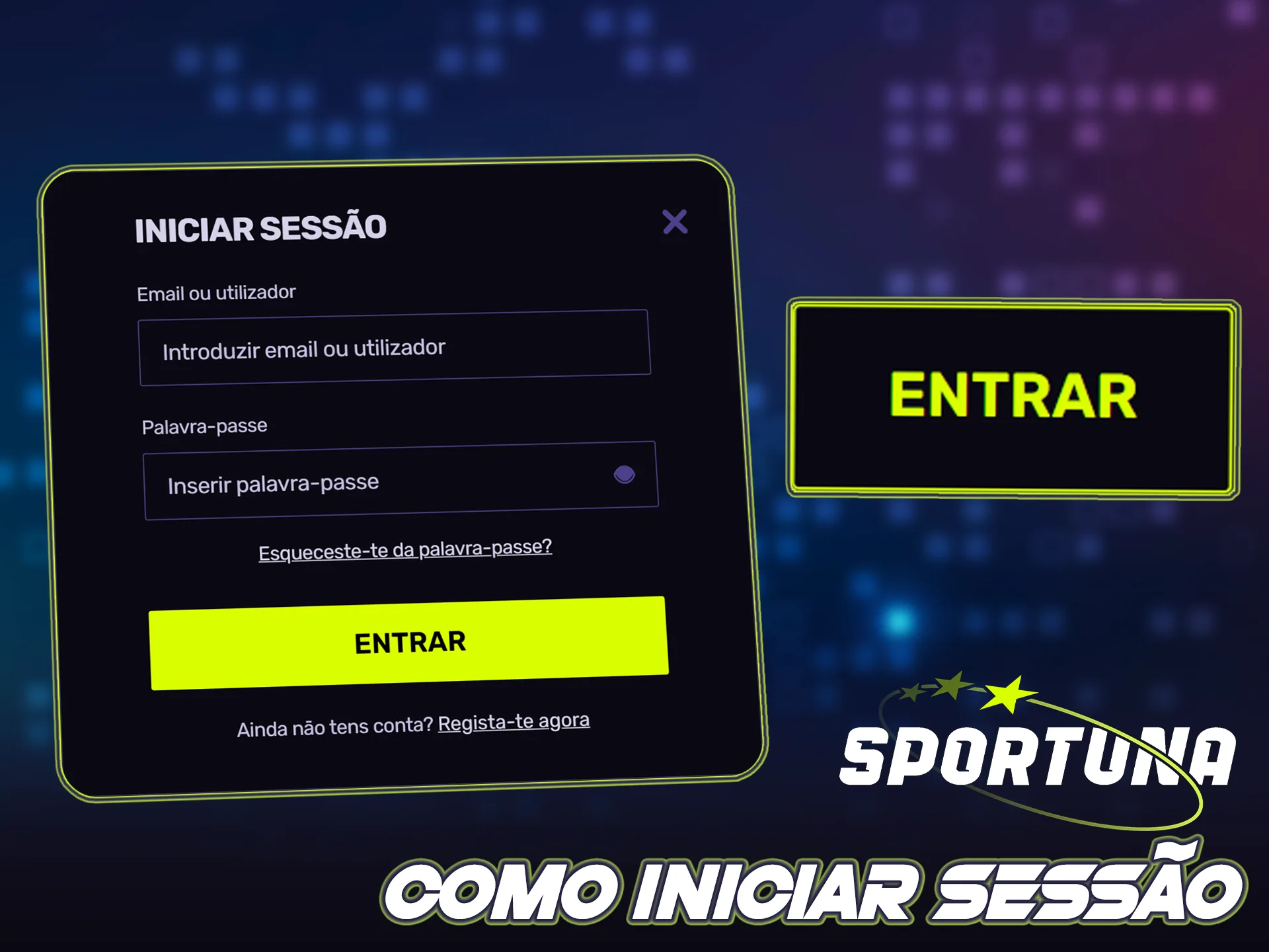 Entre no seu perfil após o registo na Sportuna para jogar.