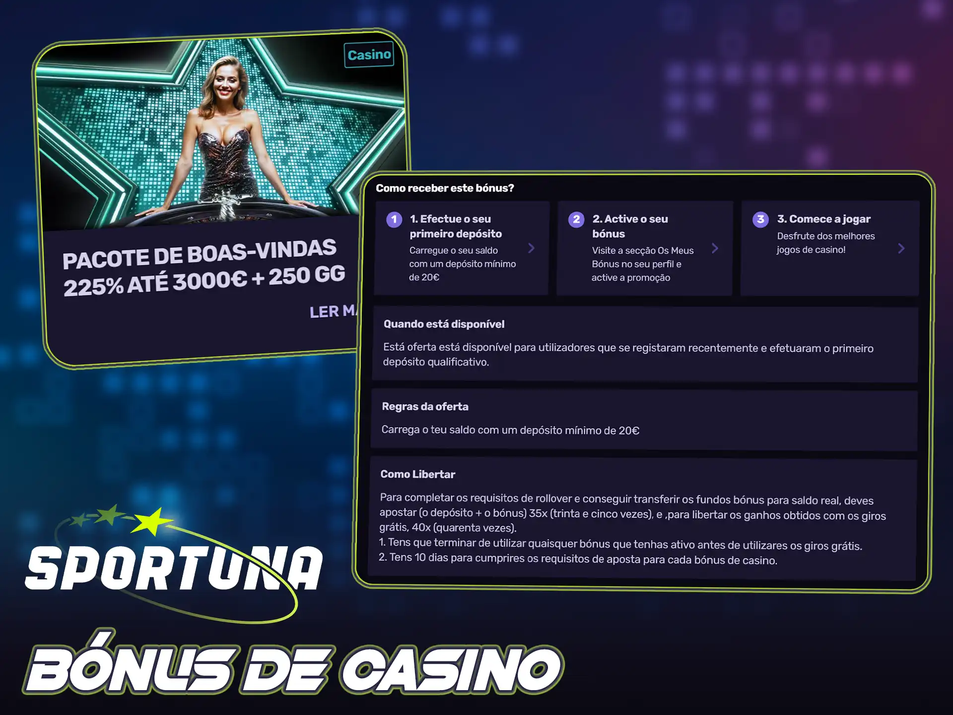 Ative o bónus de casino para aproveitar slots na Sportuna.